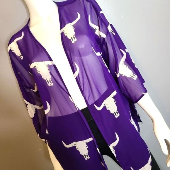 Peach Love California Steer Cow Caftan sz Medium - Picture 5 of 9